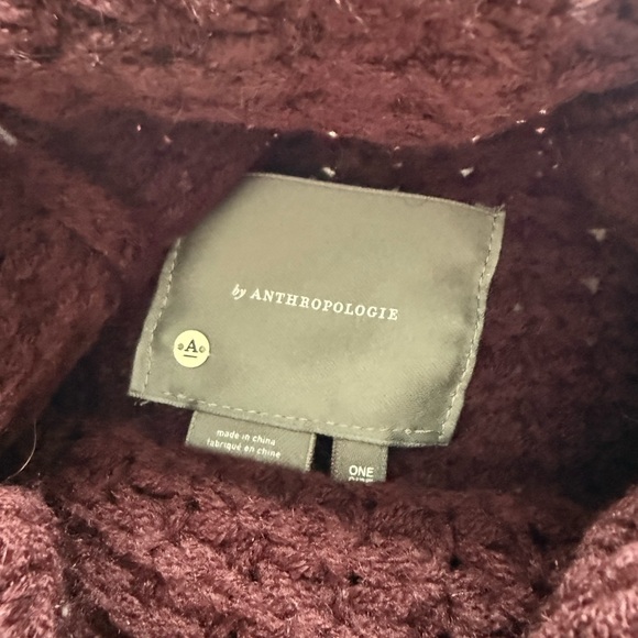 Anthropologie Deep Burgundy Knit Poncho - Picture 3 of 3